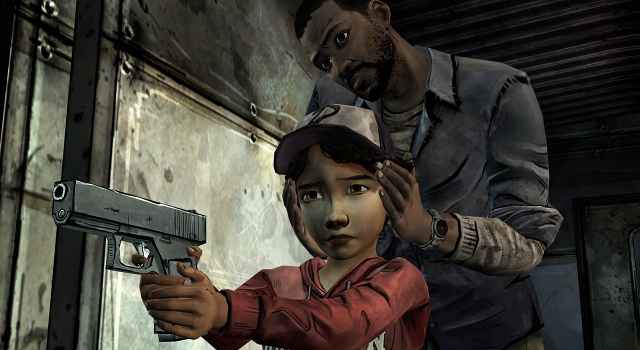 Клементина учится стрелять The Walking Dead Game